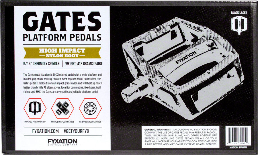 Fyxation Gates Pedals - Platform, Composite/Plastic, 9/16", Black, Bulk 6 Pairs