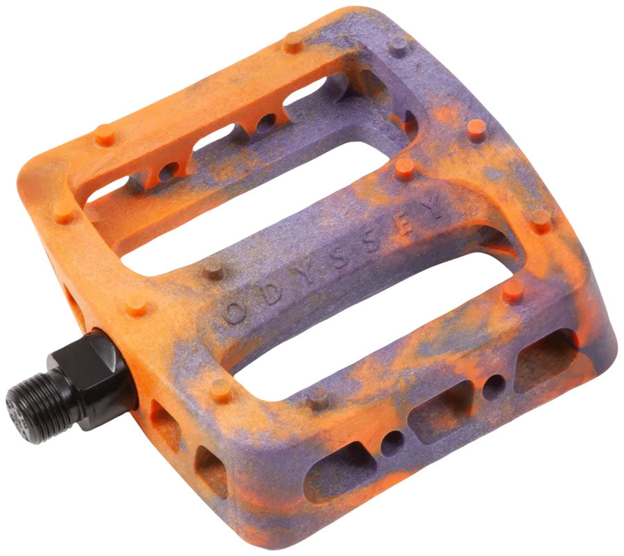 Odyssey Twisted Pro PC Pedals - Platform, Composite/Plastic, 9/16", Purple/Orange Swirl