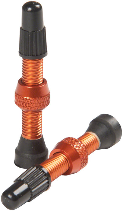 Stan's Alloy Presta Tubeless Valve Stems, 35mm Universal, Pair - Orange