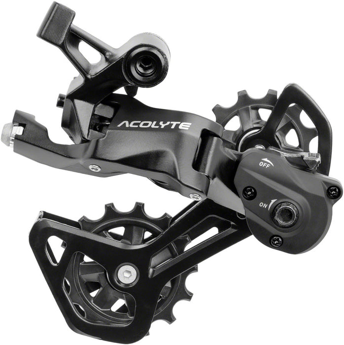 microSHIFT Acolyte RD-M5185M-B SpringLock Rear Derailleur - 8 Speed, Medium Cage, Black, SpringLock Chain Retention