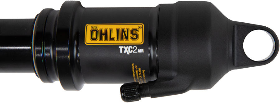 Ohlins TXC2 Rear Shock - Metric, 165mm x 45mm, Remote Actuated Twin-Tube Damper, Adjustable Volume Air Spring, Trunnion, Black
