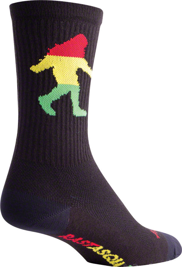 SockGuy Crew Rasta Squatch Socks - 6", Black, Small/Medium