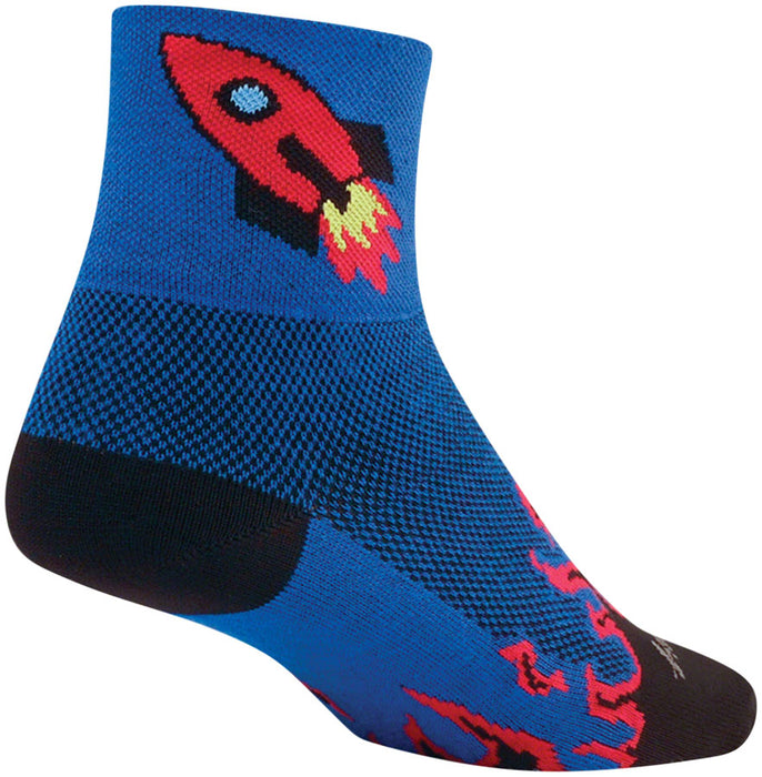 SockGuy Classic Rocket Man Socks - 3", Blue, Small/Medium