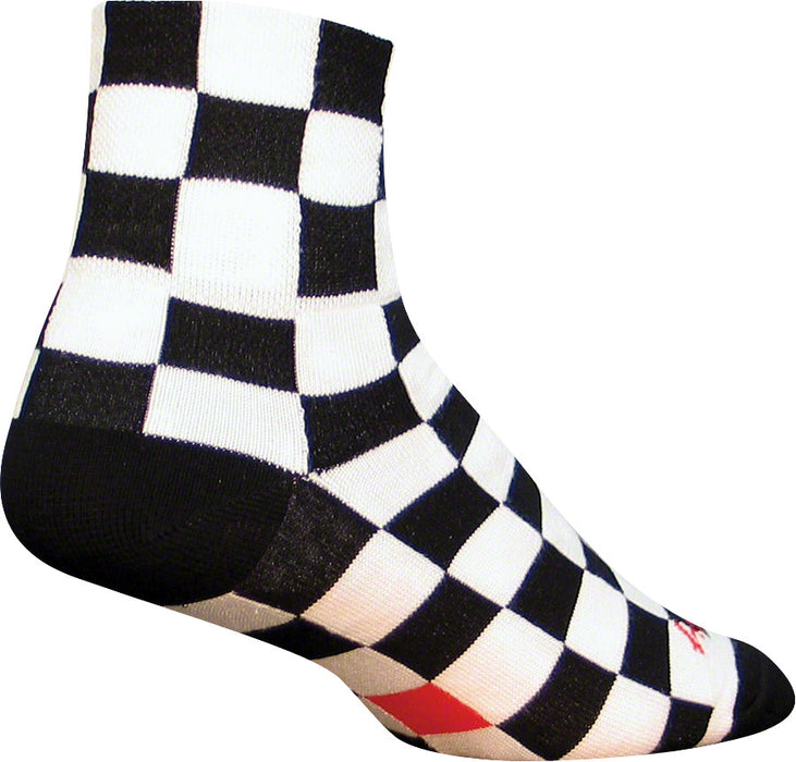 SockGuy Classic Ridgemont Socks - 3", Black/White Checker, Small/Medium
