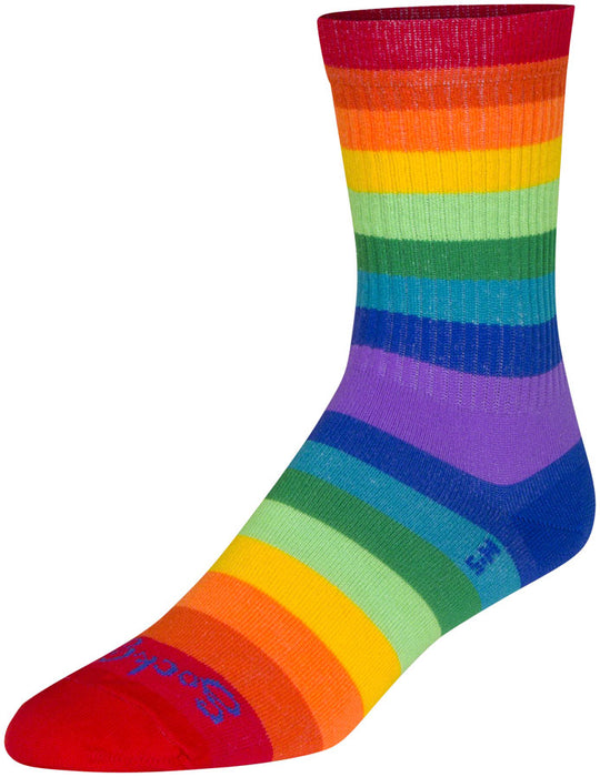 SockGuy Crew Fabulous Socks - 6", Rainbow, Large/X-Large