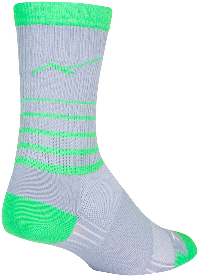 SockGuy SGX Peaks Socks - 6", Gray/Green, Small/Medium