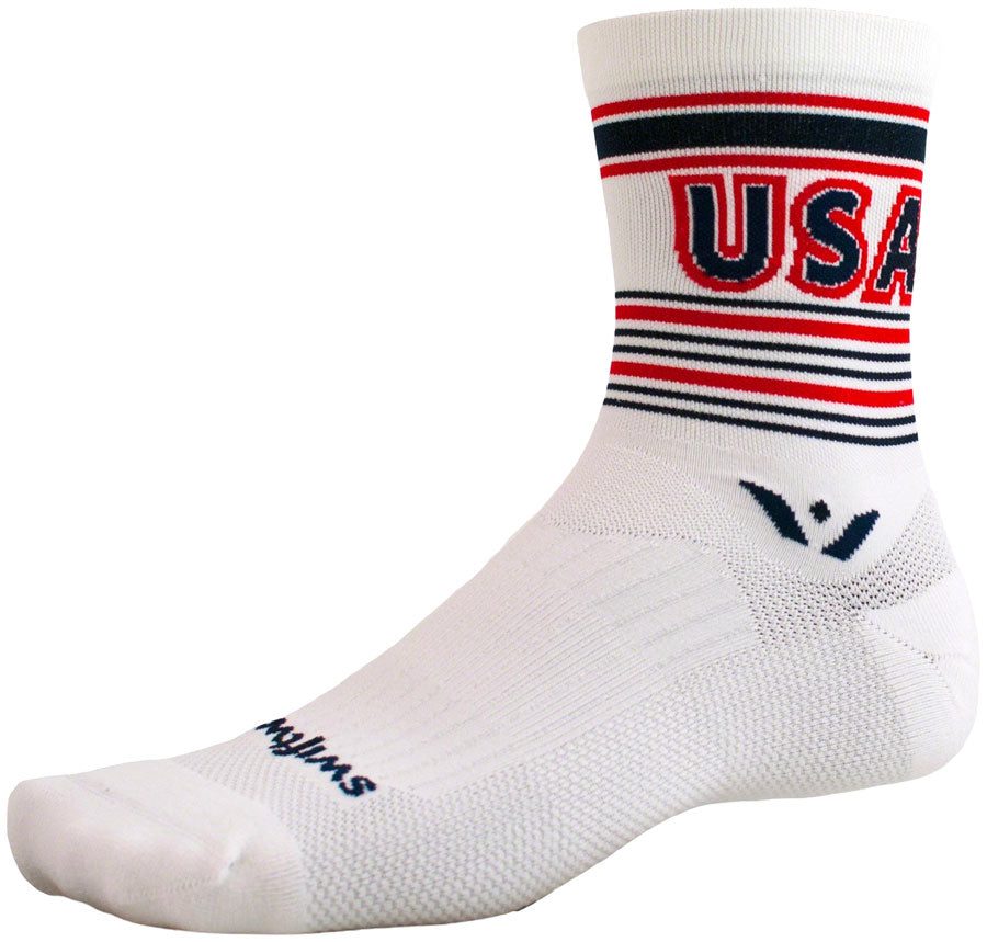 Swiftwick Vision Five Tribute Socks - 5", USA Retro, Large