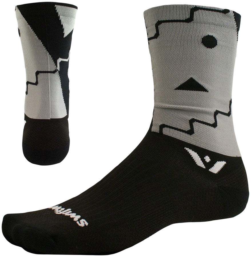 Swiftwick Vision Six Abstract Sock - 6", Black, Small