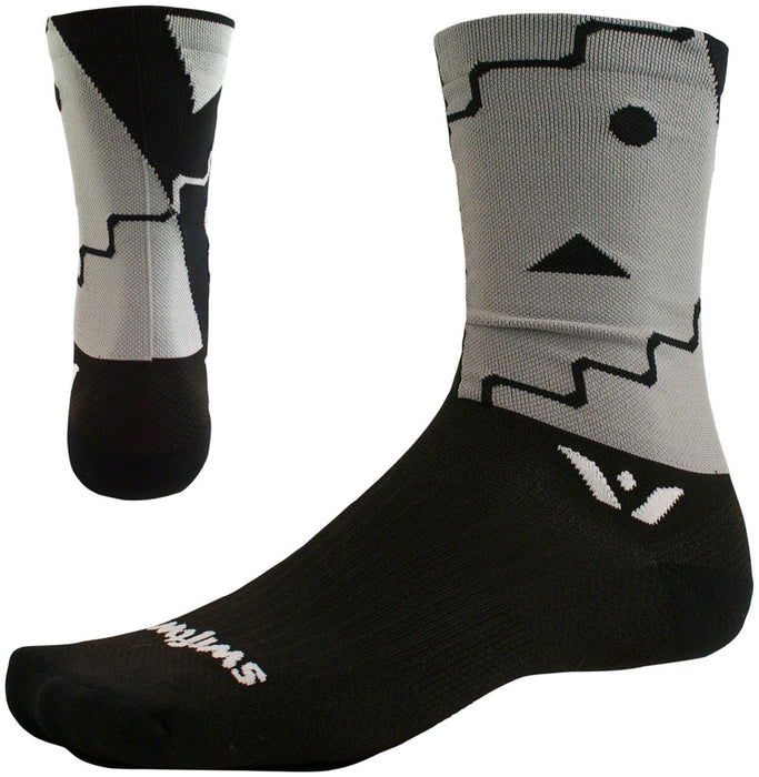 Swiftwick Vision Six Abstract Sock - 6", Black, Medium