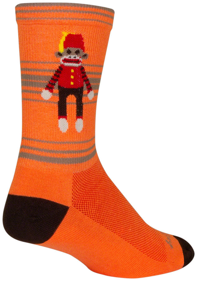 SockGuy Funky Monkey Crew Socks - 6", Orange/Red/Brown, Small/Medium