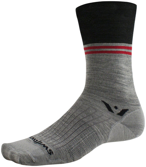 Swiftwick Pursuit Seven Ultralight Socks - 7", Block Stripe Charcoal, Small