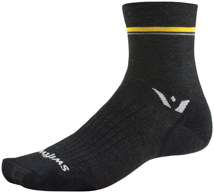 Swiftwick Pursuit Four Ultralight Socks - 4", Retro Stripe Charcoal, XL
