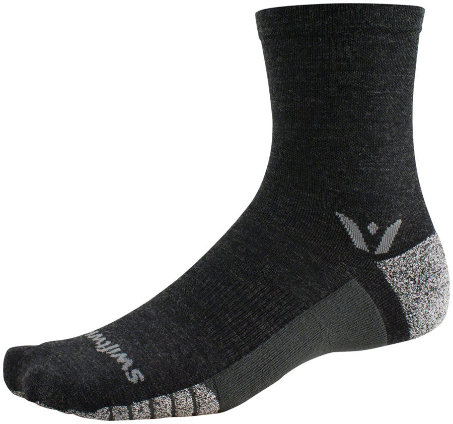 Swiftwick Flite XT Trail Mid Crew Socks - 5", Coal, Small