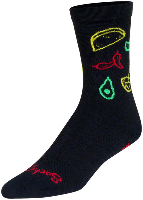 SockGuy Taco Life Crew Sock - 6", Small/Medium