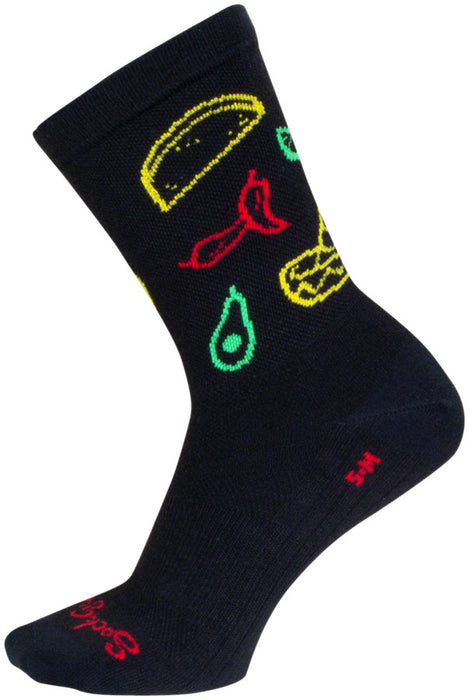 SockGuy Taco Life Crew Sock - 6", Small/Medium