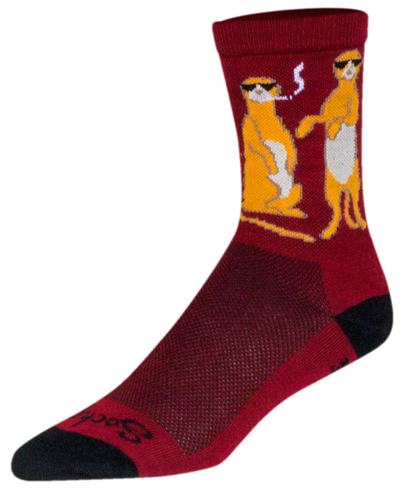 SockGuy Crew Kool Kats Socks - 6", Burgundy, Small/Medium