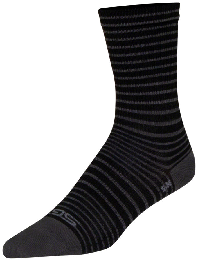 SockGuy SGX Black Stripes Socks - 6", Black, Large/X-Large