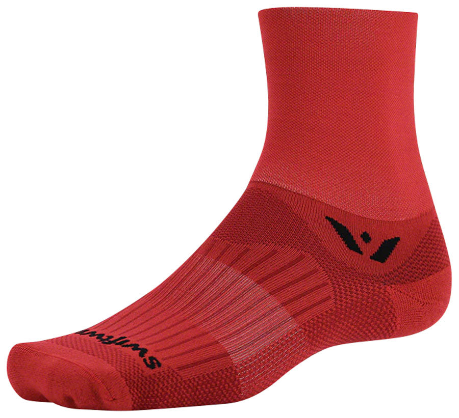 Swiftwick Aspire Quarter Crew Socks - 4", Red, Medium