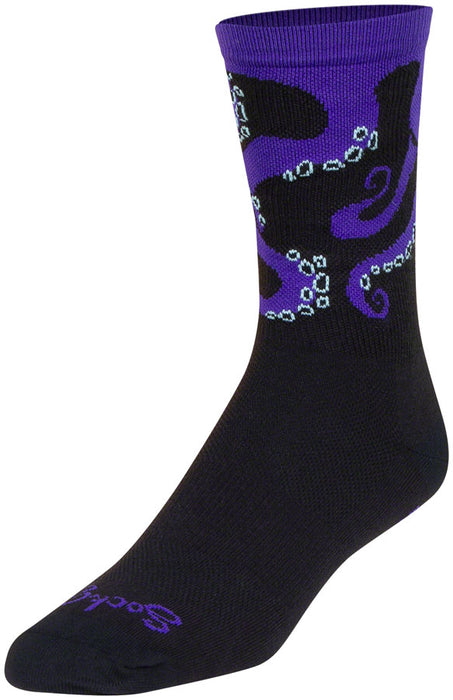 Sockguy Tentacool Crew 6" Socks, 5-9, Black/Purple