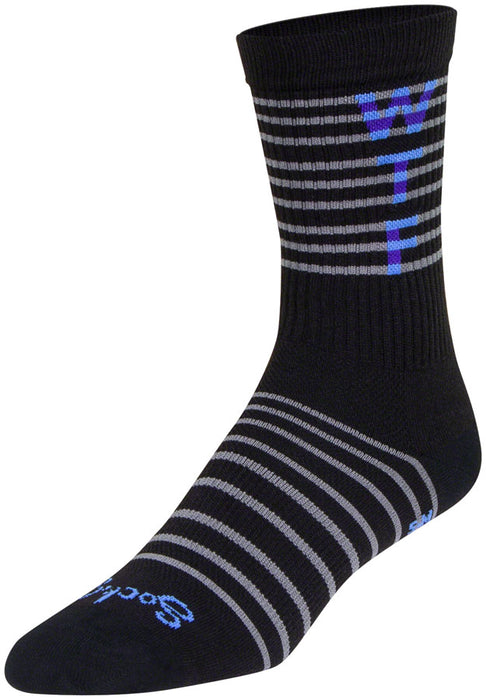 Sockguy WTF 2.0 Crew 6" Socks, 5-9, Black/Gray