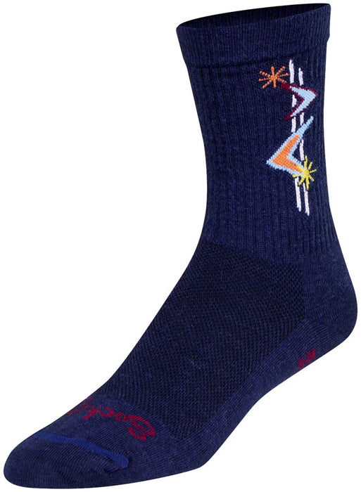 Sockguy Jetson Wool Crew 6" Socks, 9-13, Blue