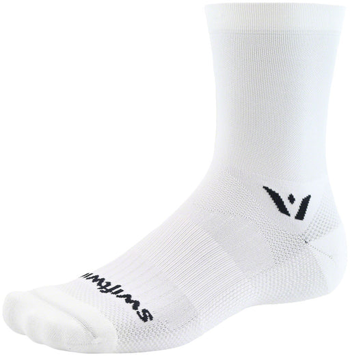 Swiftwick Aspire Mid Crew Socks - 5", White, Medium