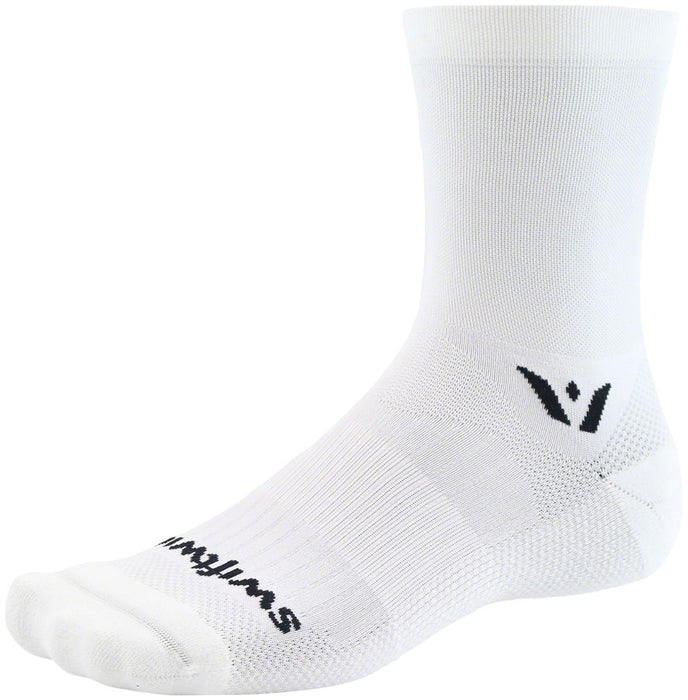 Swiftwick Aspire Mid Crew Socks - 5", White, Small