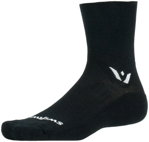 Swiftwick Pursuit Quarter Crew Socks - 4", Black, Medium