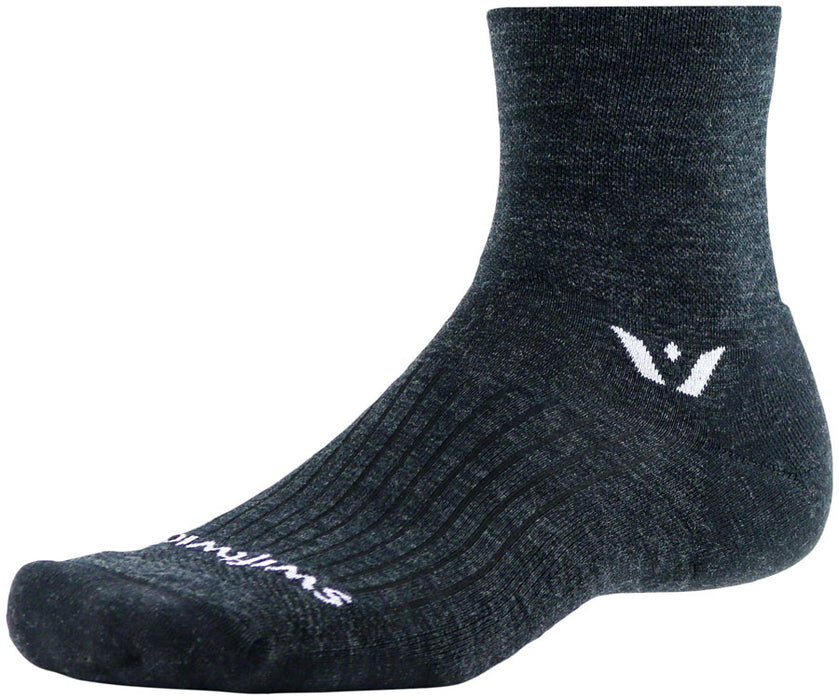 Swiftwick Pursuit Quarter Crew Socks - 4", Coal, Small
