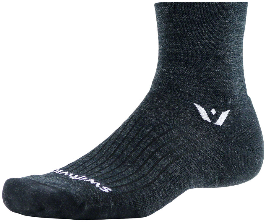 Swiftwick Pursuit Quarter Crew Socks - 4", Coal, X-Large
