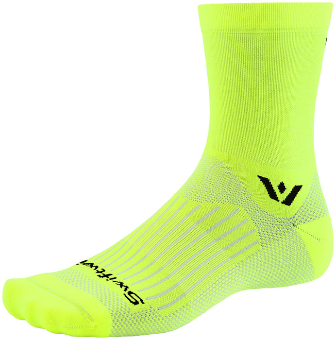 Swiftwick Aspire Mid-Crew Socks - 5", Hi-Viz Yellow, Large