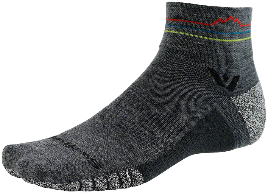 Swiftwick Flite XT Trail Quarter Crew Socks - 4", Heather Sunset Mountain, Small