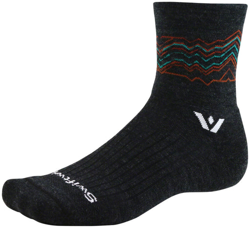 Swiftwick Pursuit Quarter Crew High Socks - 4", Coal Orange, Large