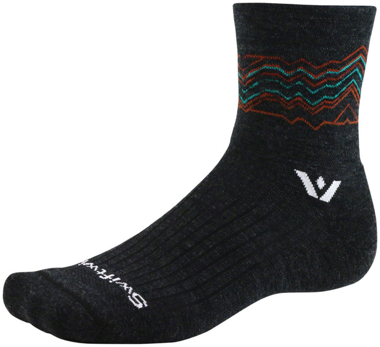 Swiftwick Pursuit Quarter Crew High Socks - 4", Coal Orange, Medium