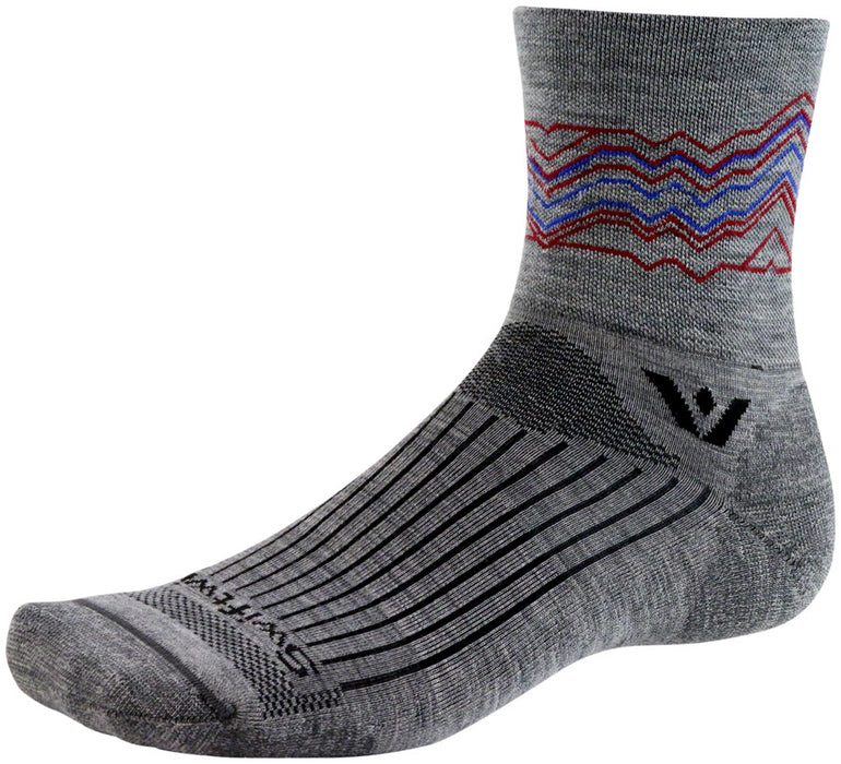 Swiftwick Pursuit Quarter Crew High Socks - 4", Heather Red, Large