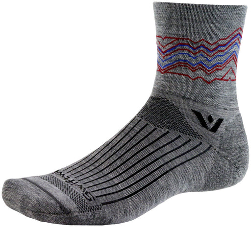 Swiftwick Pursuit Crew Socks - 6", Heather Red, Small
