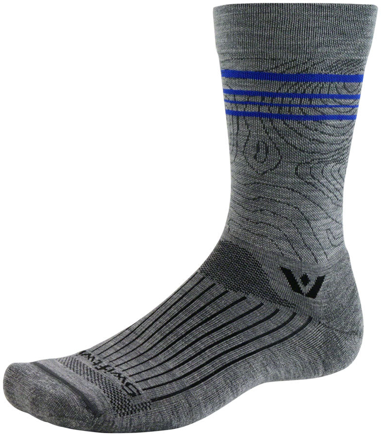 Swiftwick Pursuit Crew Socks - 6", Topographic Gray, Medium