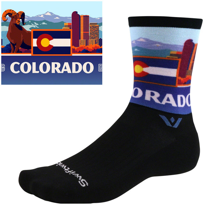 Swiftwick Vision Impression National Park Crew Socks - 6", Colorado, Small