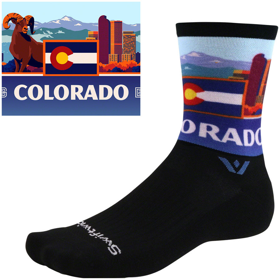 Swiftwick Vision Impression National Park Crew Socks - 6", Colorado, Small
