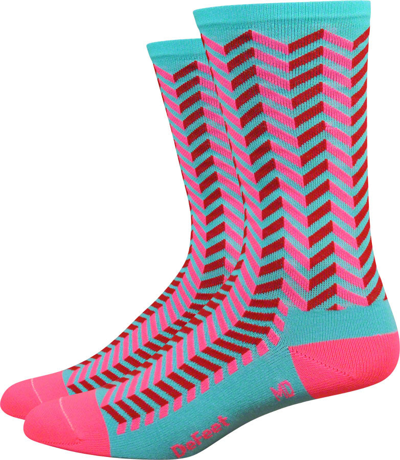 DeFeet Aireator 6 Barnstormer Vibe Sock: Neptune/Flamingo Pink LG