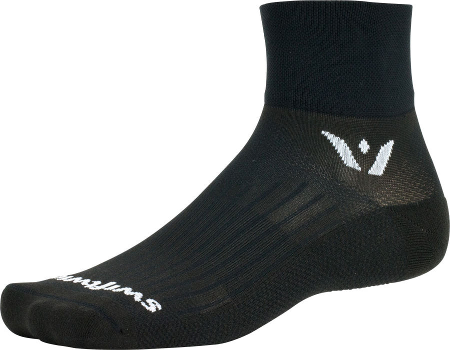 Swiftwick Aspire Quarter Crew Socks - 2", Black, Large