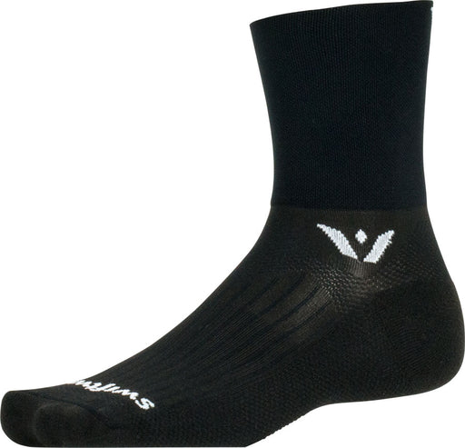 Swiftwick Aspire Quarter Crew Socks - 4", Black, Small