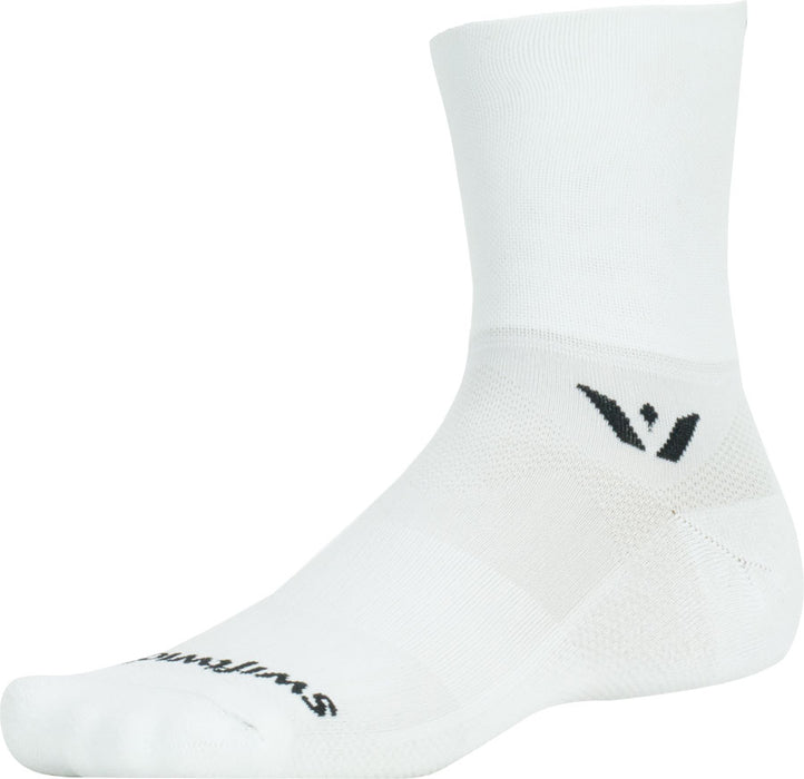 Swiftwick Aspire Quarter Crew Socks - 4", White, X-Large