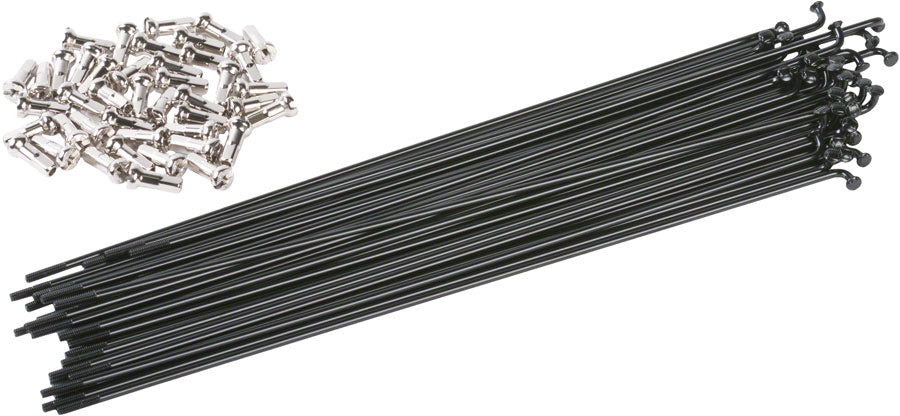 Odyssey HGS Spokes - Stainless, Straight 14g, 180mm, Black, Box of 40, Includes Nipples