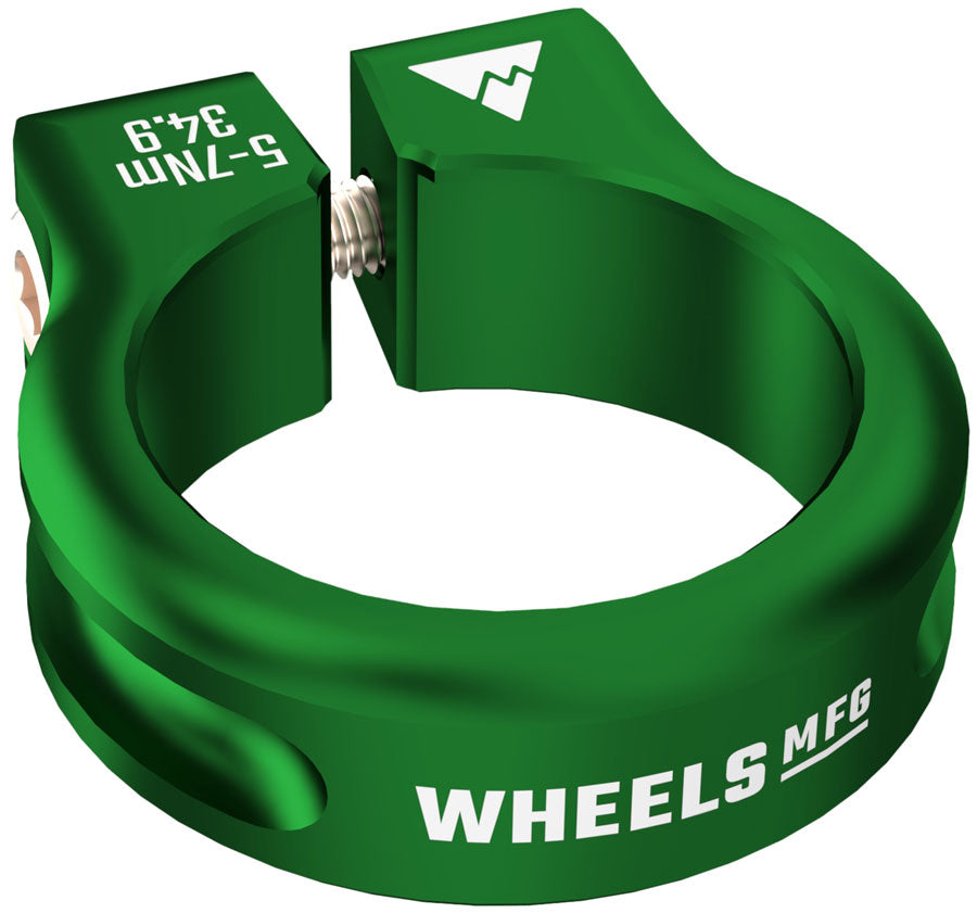 Wheels Manufacturing Seatpost Clamp - 34.9mm, Bolt-On, Green
