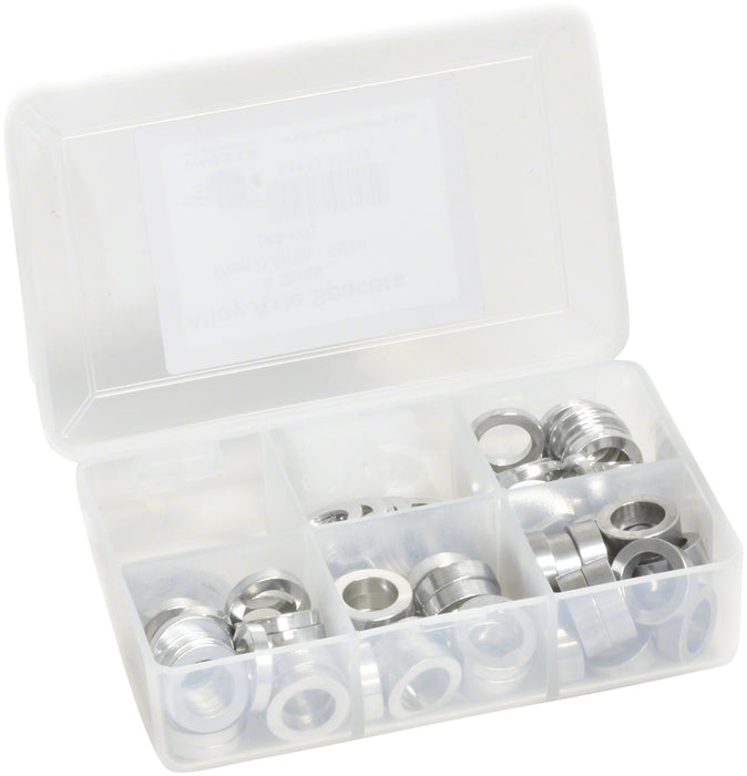 Wheels Manufacturing Kit of six assorted sizes (.5 to 5mm), 125 Spacers in storage box