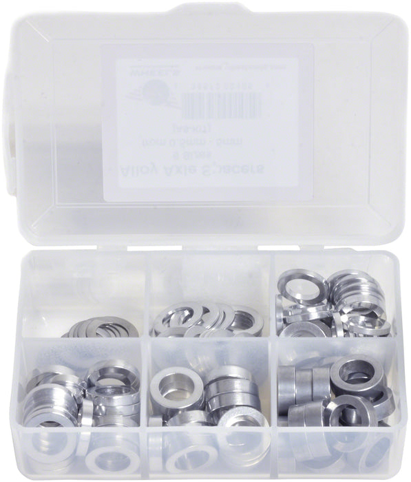 Wheels Manufacturing Kit of six assorted sizes (.5 to 5mm), 125 Spacers in storage box