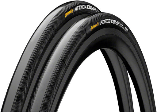 Continental Attack/Force Comp Tire Combo - 700 x 24/22, Tubular, Folding, Black, BlackChili, Vectran Breaker, Pair