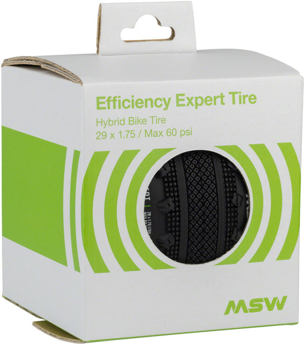 MSW Efficiency Expert Tire - 29 x 1.75 / 700 x 45, Black, Folding Wire Bead, Puncture Protection, Reflective Sidewalls, 33tpi