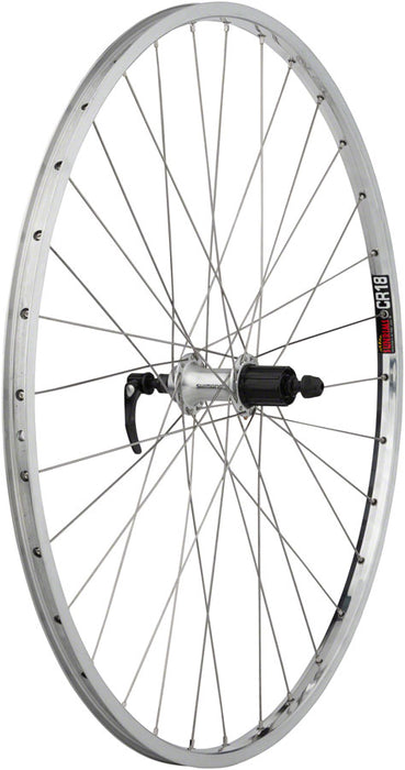 Quality Wheels CR-18 Rear Wheel - 27", QR x 130mm, Rim Brake, HG 10, Polished/Silver, Clincher, 32H